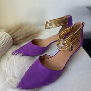 A. Marinelli Purple and Gold flats new